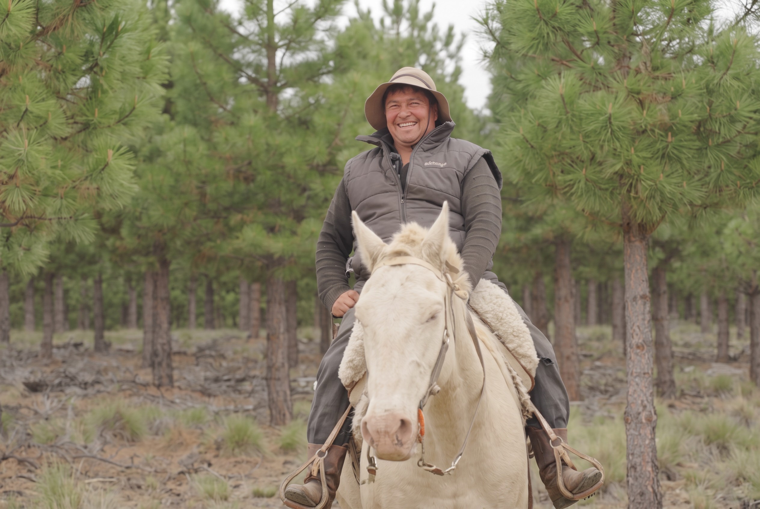 Patagonia Verde - gaucho on horseback among young pines
