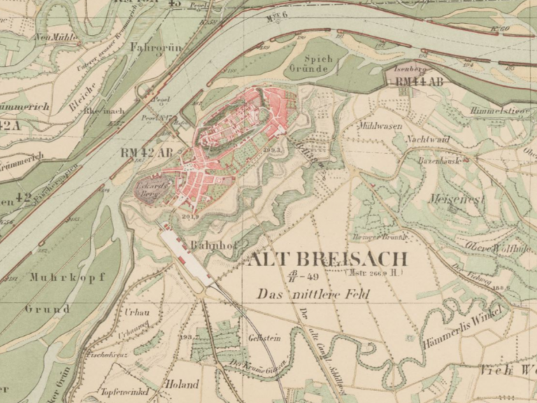 Historic map of the Rheinebene, 1872